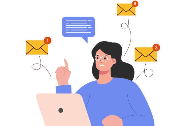 Email and messaging, Email marketing, mailing service concept.